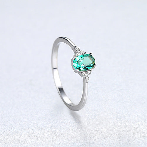 Women's Sterling Sier Simple Fashion Colored Gems Rings