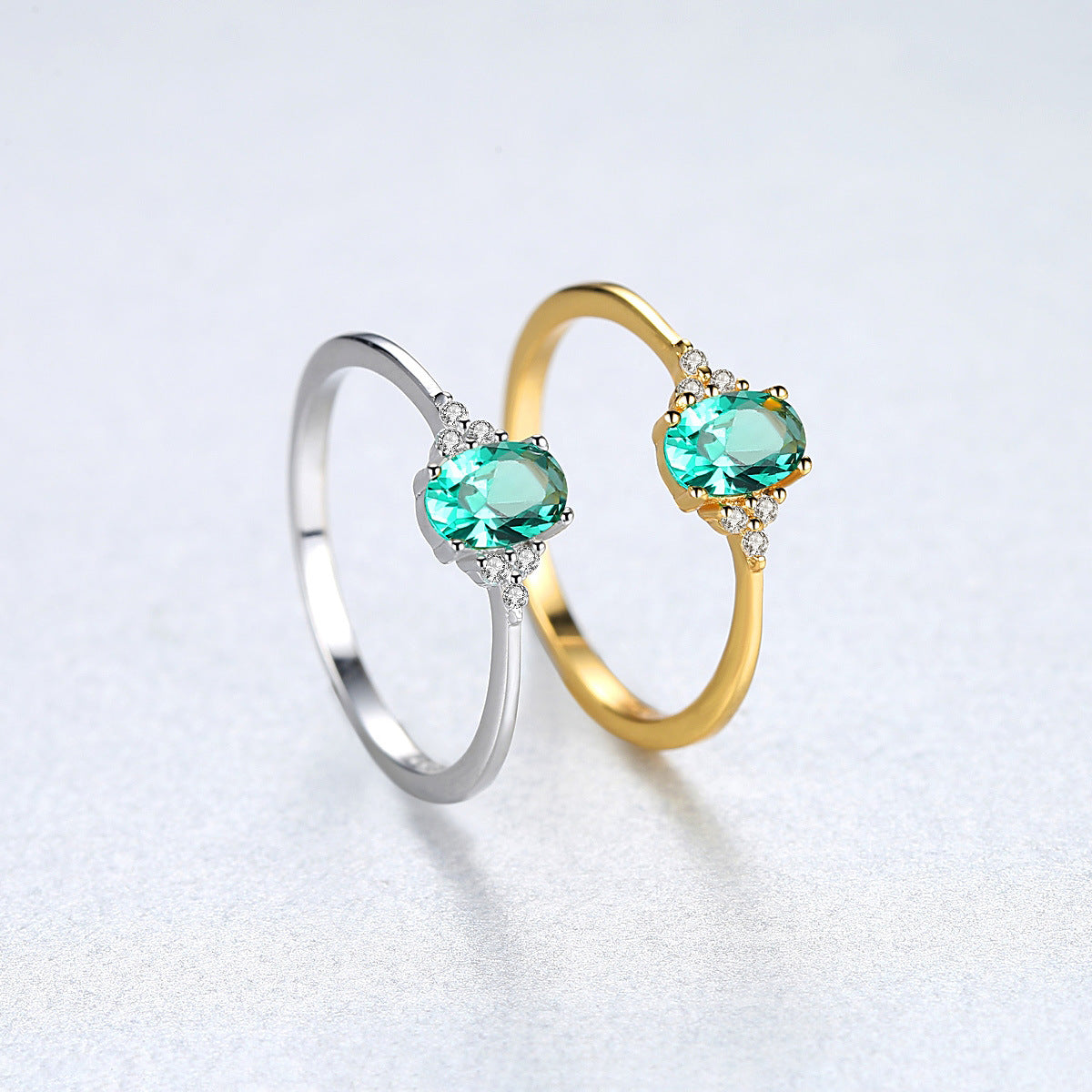 Women's Sterling Sier Simple Fashion Colored Gems Rings