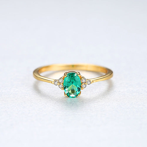 Women's Sterling Sier Simple Fashion Colored Gems Rings