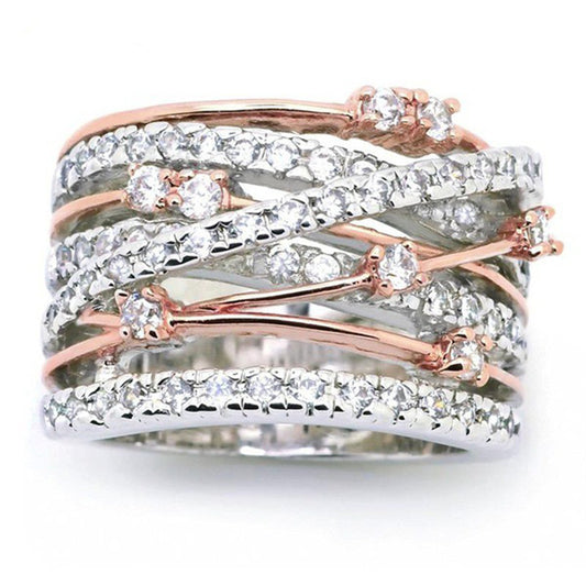 Women's Rhinestone Zircon Creative Cross Color Separation Ring