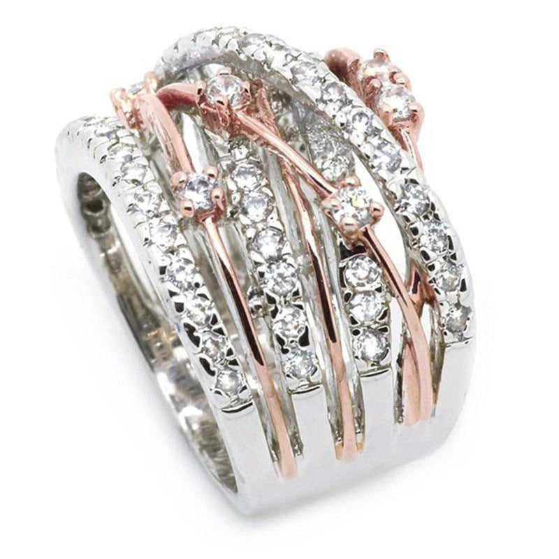 Women's Rhinestone Zircon Creative Cross Color Separation Ring