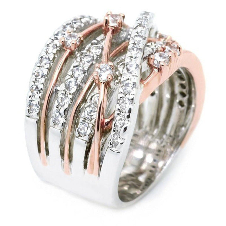 Women's Rhinestone Zircon Creative Cross Color Separation Ring