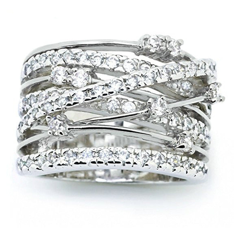 Women's Rhinestone Zircon Creative Cross Color Separation Ring