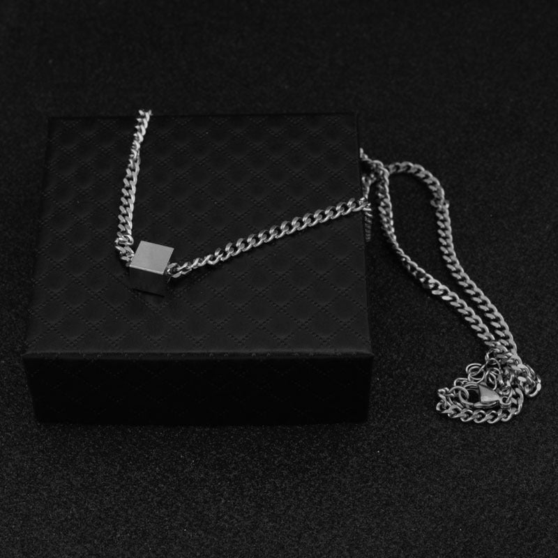 Women's & Men's Titanium Steel Square Personality Necklace