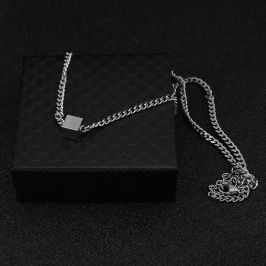 Women's & Men's Titanium Steel Square Personality Necklace