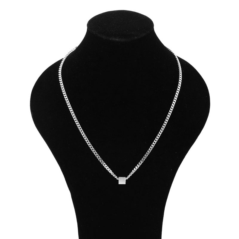 Women's & Men's Titanium Steel Square Personality Necklace