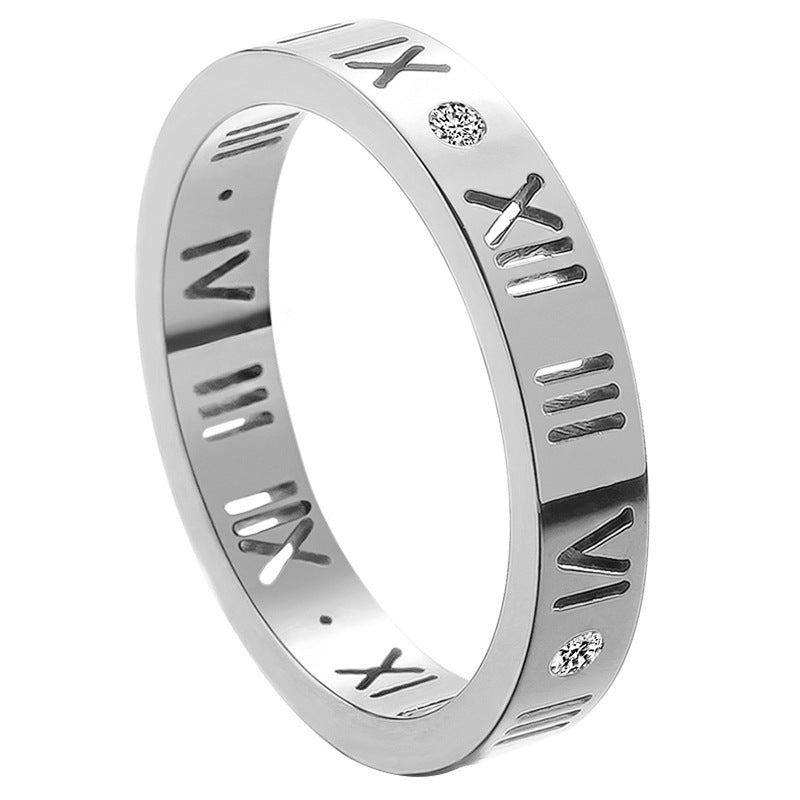 Women's & Men's Rose Gold Titanium Steel Roman Numeral Rings