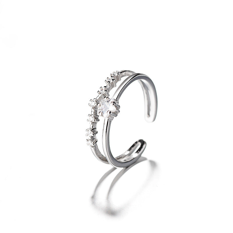 Diamond Pentagram Opening Female Fashionmonger Wave Index Rings
