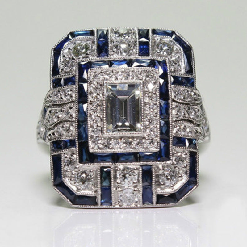 Women's Square White Sapphire Zircon Fashion Hand Rings