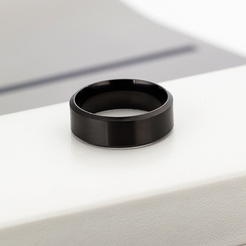 Men's Double Bevel Matte Stainless Steel Fashion Personality Ring