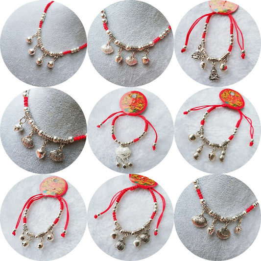 Stall Hand-woven Red Rope Bell Ethnic Bracelet