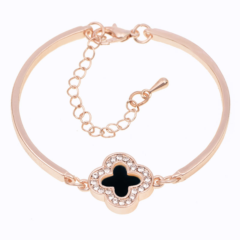 Women's Korean Rose Gold Clover Simple Fashion Brace Bracelets