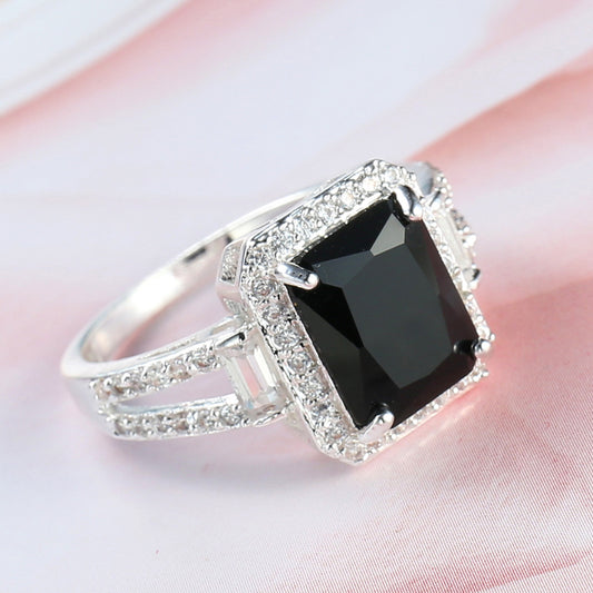 Women's & Men's Ornament Creative Couple Fashion Black Zircon Rings