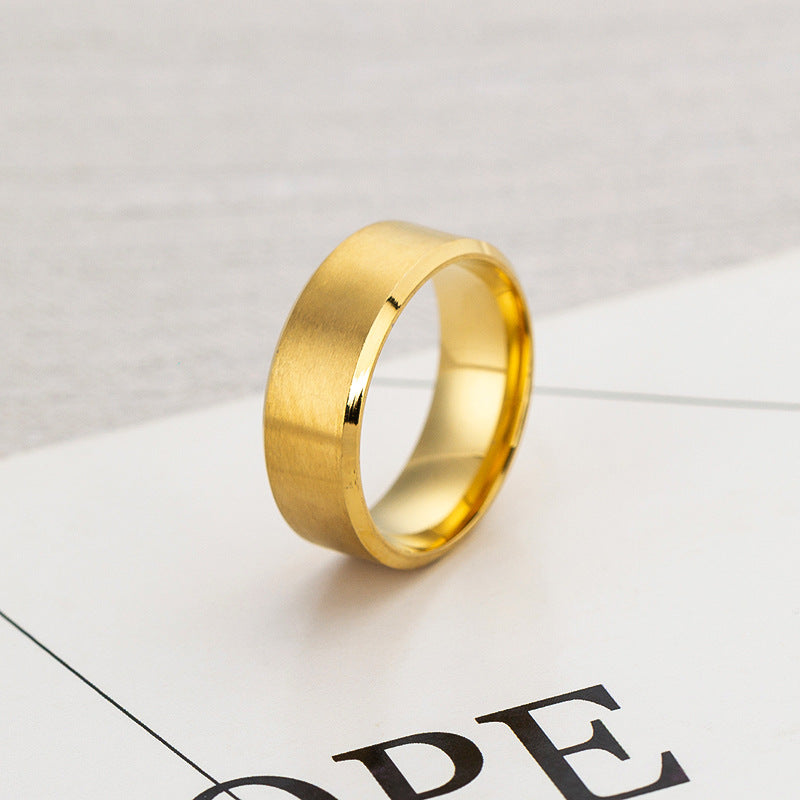 Men's Double Bevel Matte Stainless Steel Fashion Personality Ring