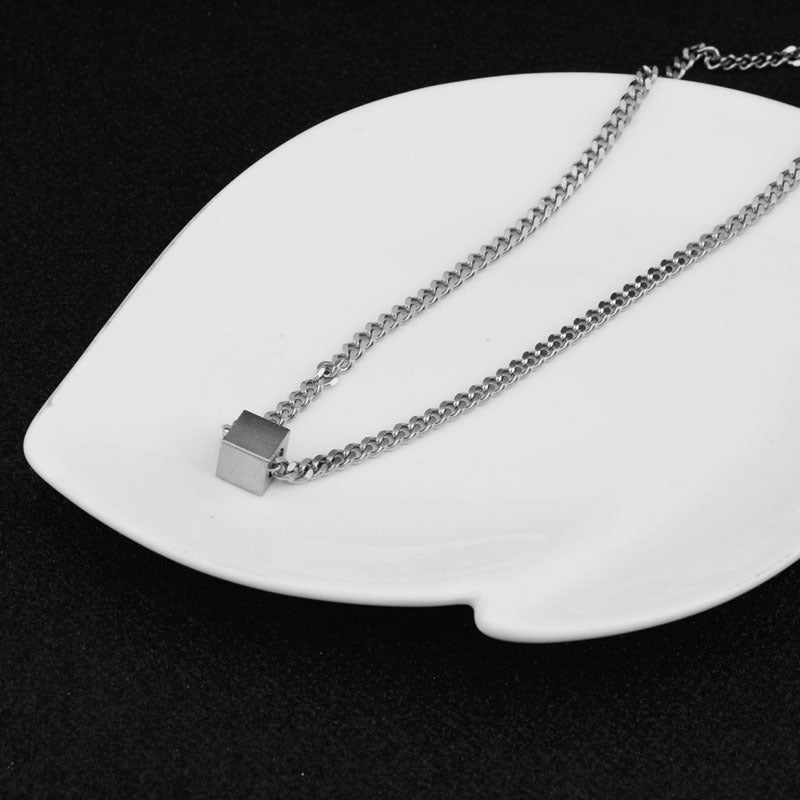 Women's & Men's Titanium Steel Square Personality Necklace