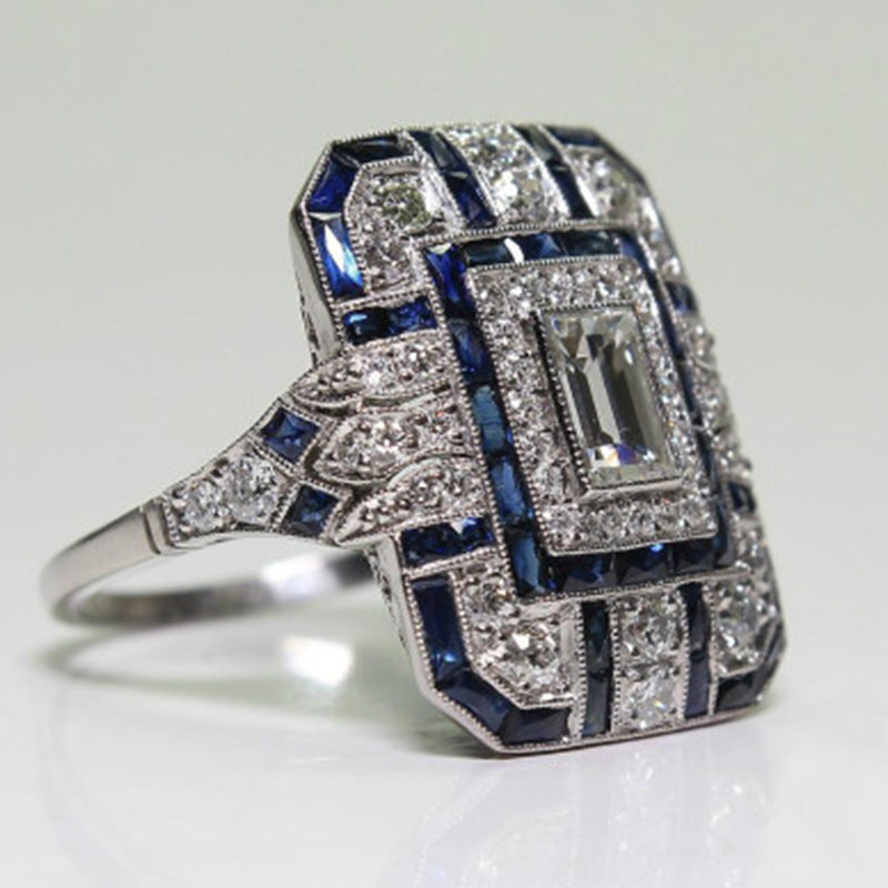 Women's Square White Sapphire Zircon Fashion Hand Rings