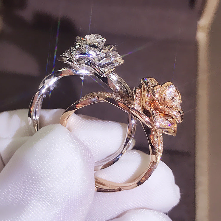 Rose Gold Plated Artificial Zircon Female Rings