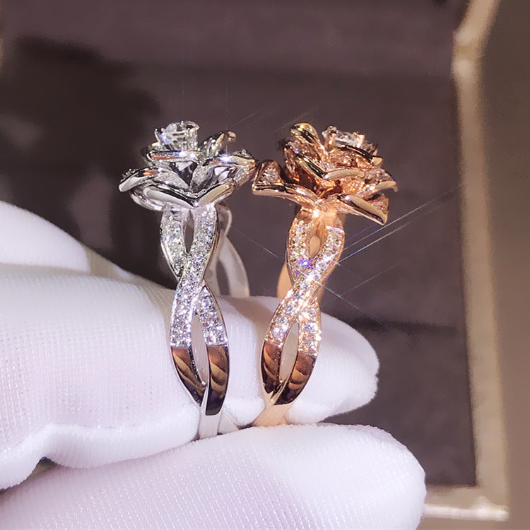 Rose Gold Plated Artificial Zircon Female Rings