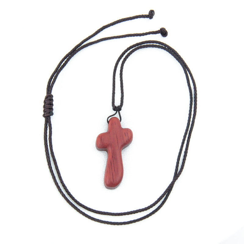 Praise Solid Wood Cross Ebony Red Sandalwood Necklace