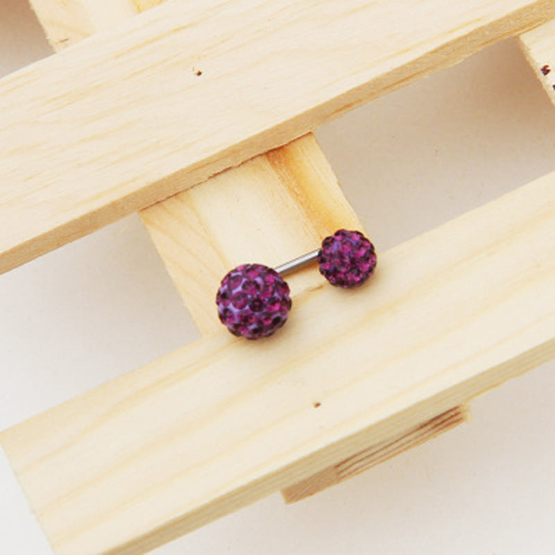 Ball Full Diamond Polymer Clay Double-headed On Back Of Ear Stud Earrings