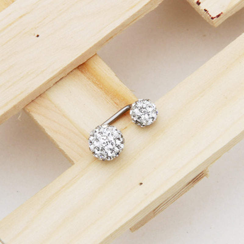 Ball Full Diamond Polymer Clay Double-headed On Back Of Ear Stud Earrings