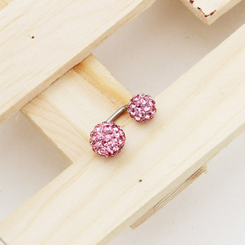 Ball Full Diamond Polymer Clay Double-headed On Back Of Ear Stud Earrings
