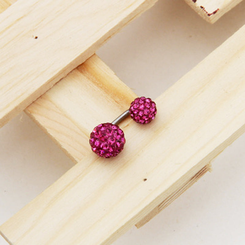 Ball Full Diamond Polymer Clay Double-headed On Back Of Ear Stud Earrings
