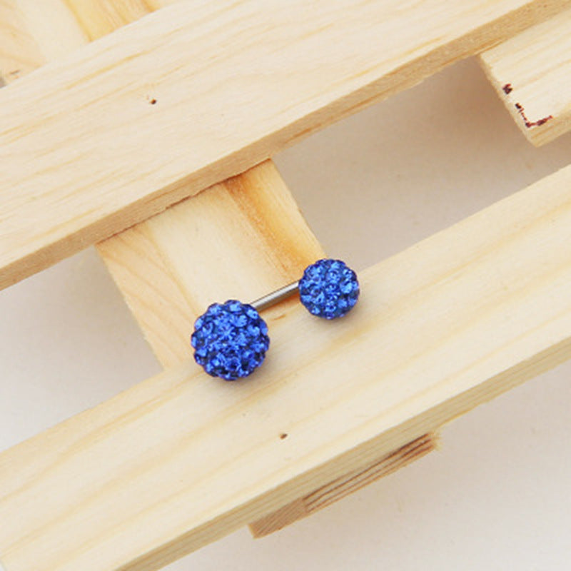 Ball Full Diamond Polymer Clay Double-headed On Back Of Ear Stud Earrings
