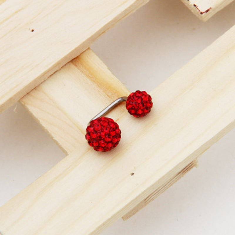 Ball Full Diamond Polymer Clay Double-headed On Back Of Ear Stud Earrings