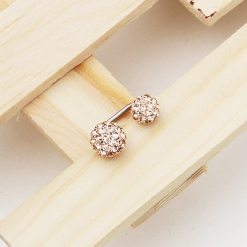 Ball Full Diamond Polymer Clay Double-headed On Back Of Ear Stud Earrings