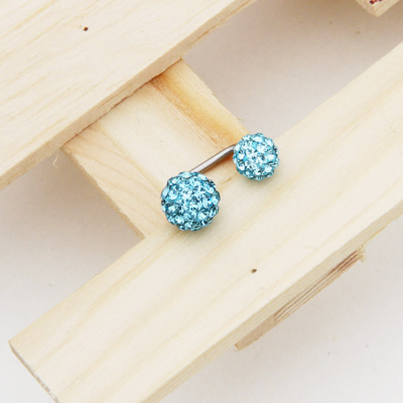 Ball Full Diamond Polymer Clay Double-headed On Back Of Ear Stud Earrings