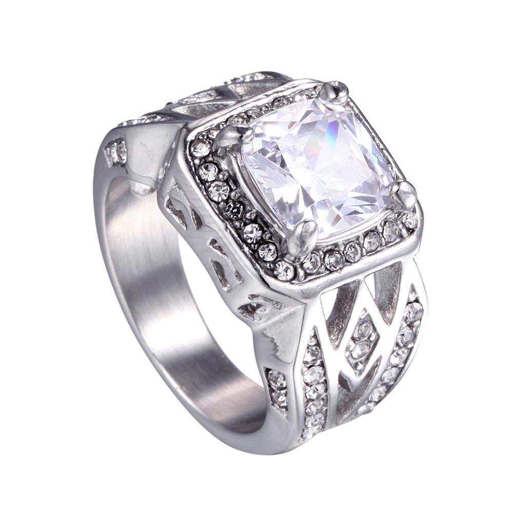 Price Mixed Batch Korean Inlaid Four Claw Diamond Titanium Ring