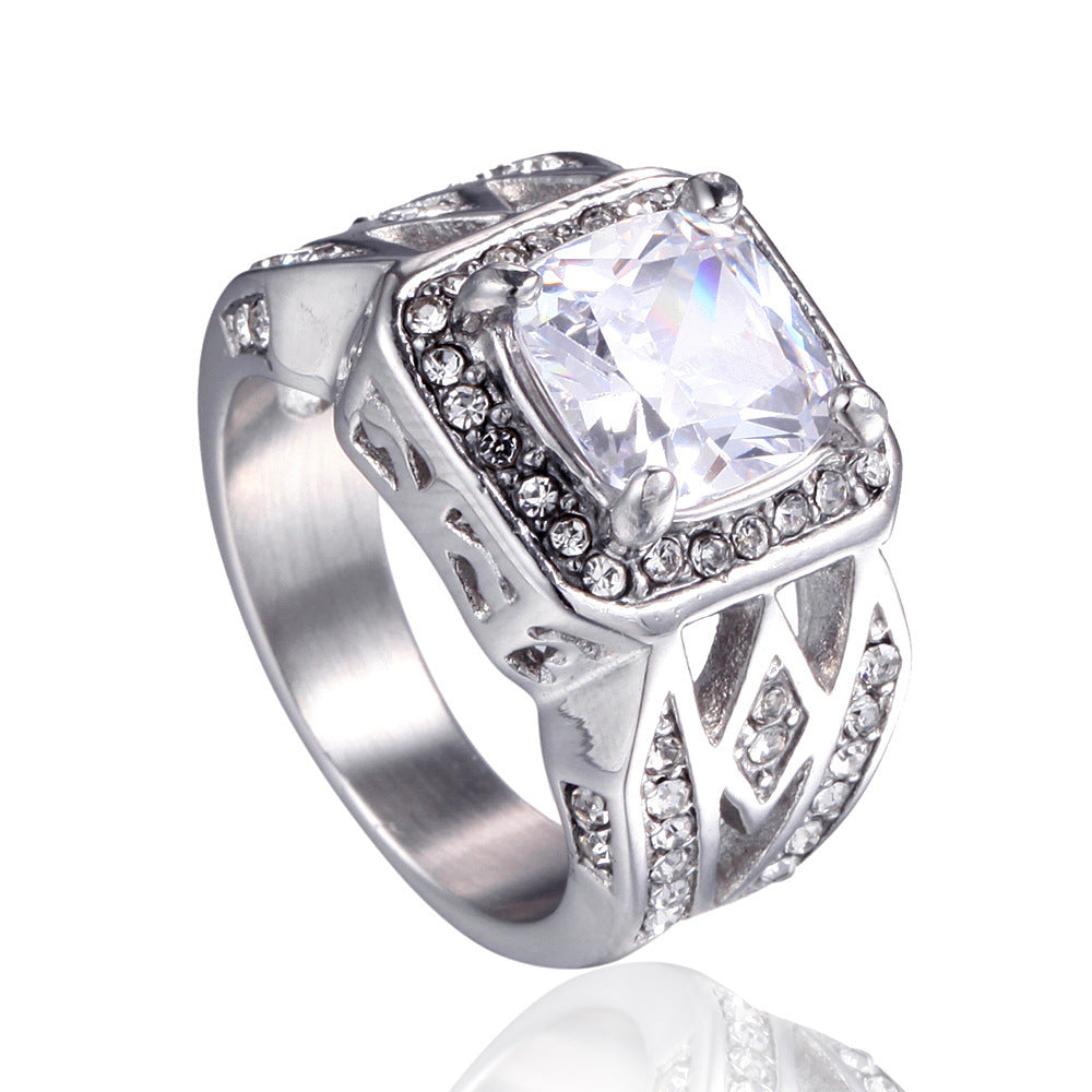Price Mixed Batch Korean Inlaid Four Claw Diamond Titanium Ring