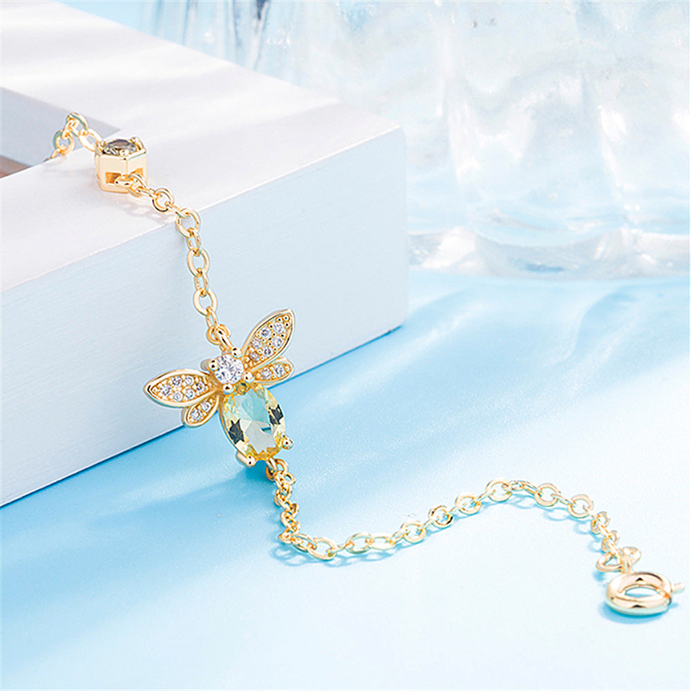 Colored Gems Plated Natural Citrine Olivine Bracelet