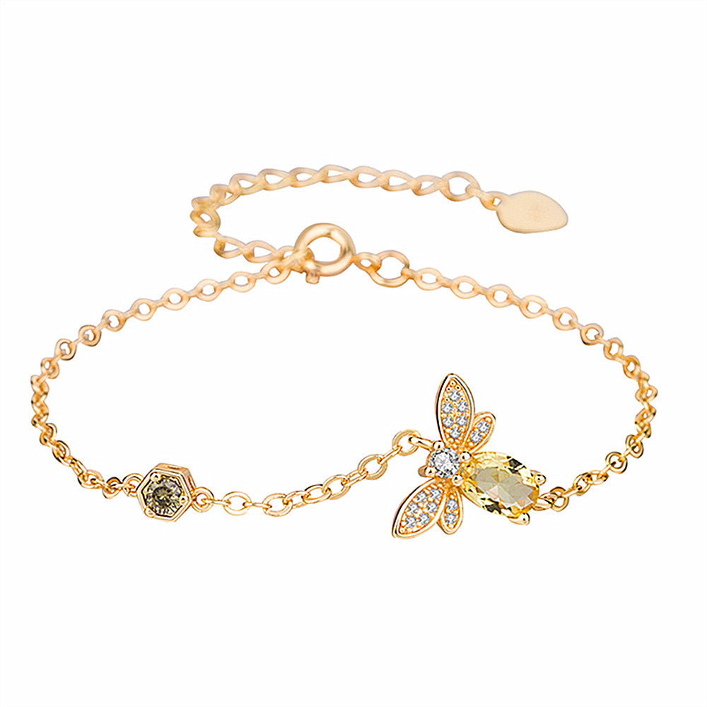 Colored Gems Plated Natural Citrine Olivine Bracelet