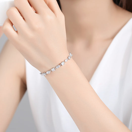 Women's Super Flash Brass Inlaid Zircon Simple Size Bracelet