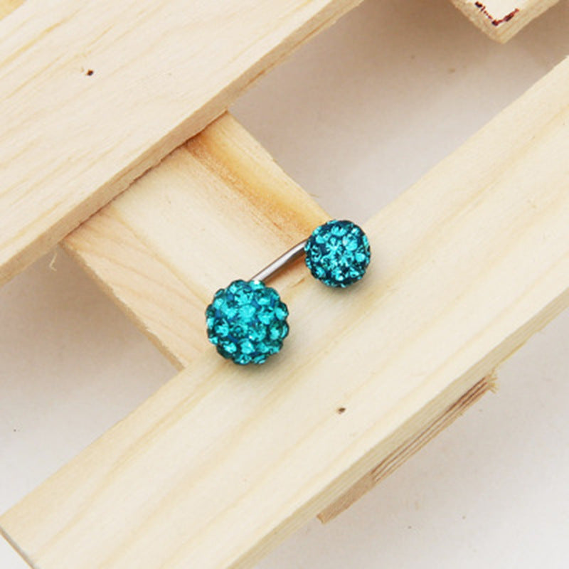 Ball Full Diamond Polymer Clay Double-headed On Back Of Ear Stud Earrings