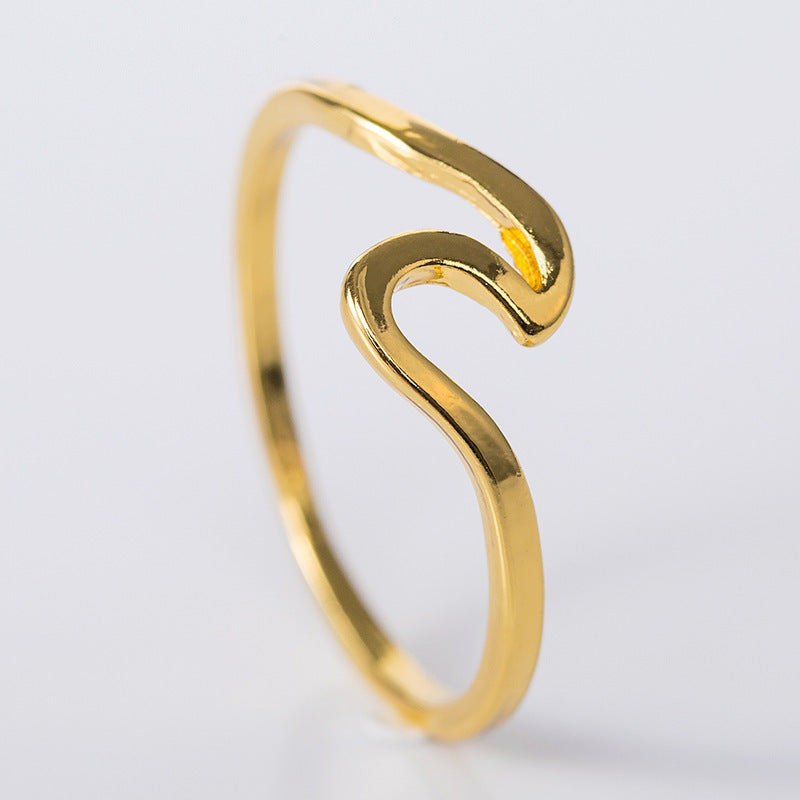 Wave Laser Cut Herringbone Stainless Steel Ring