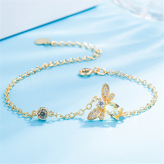 Colored Gems Plated Natural Citrine Olivine Bracelet