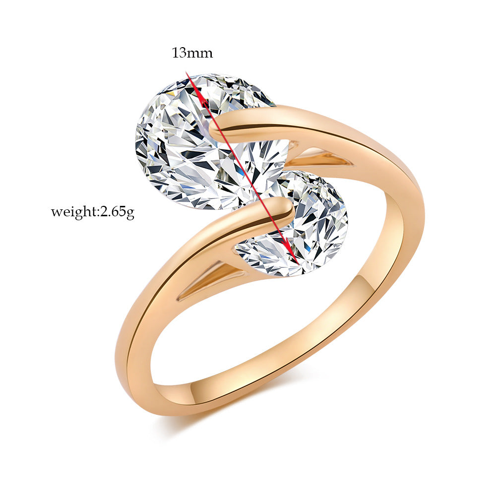 Fashion Gold Plated Zircon Diamond Female Rings