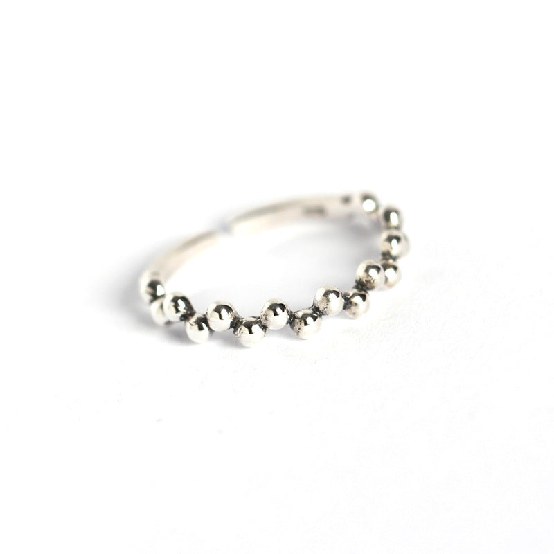 Women's Small Beads Korean Style Sier Opening Rings