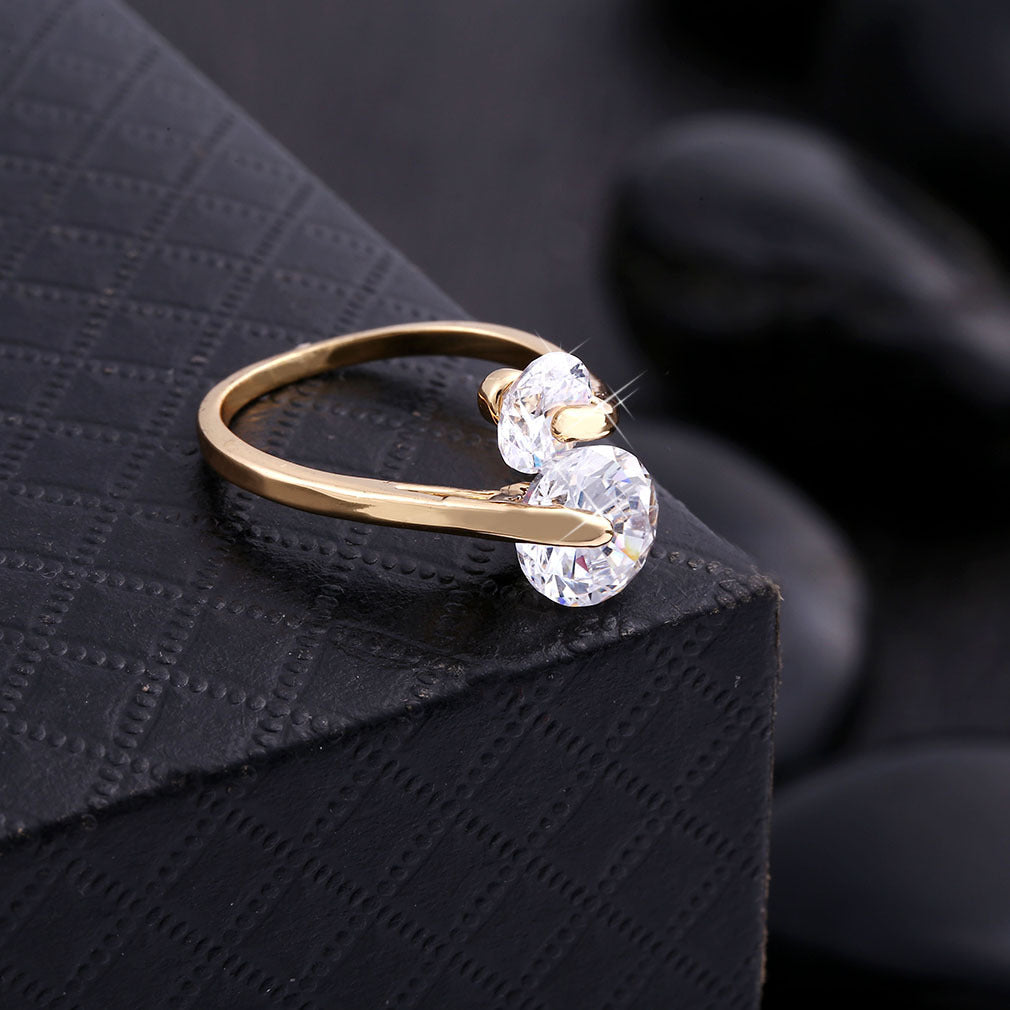 Fashion Gold Plated Zircon Diamond Female Rings