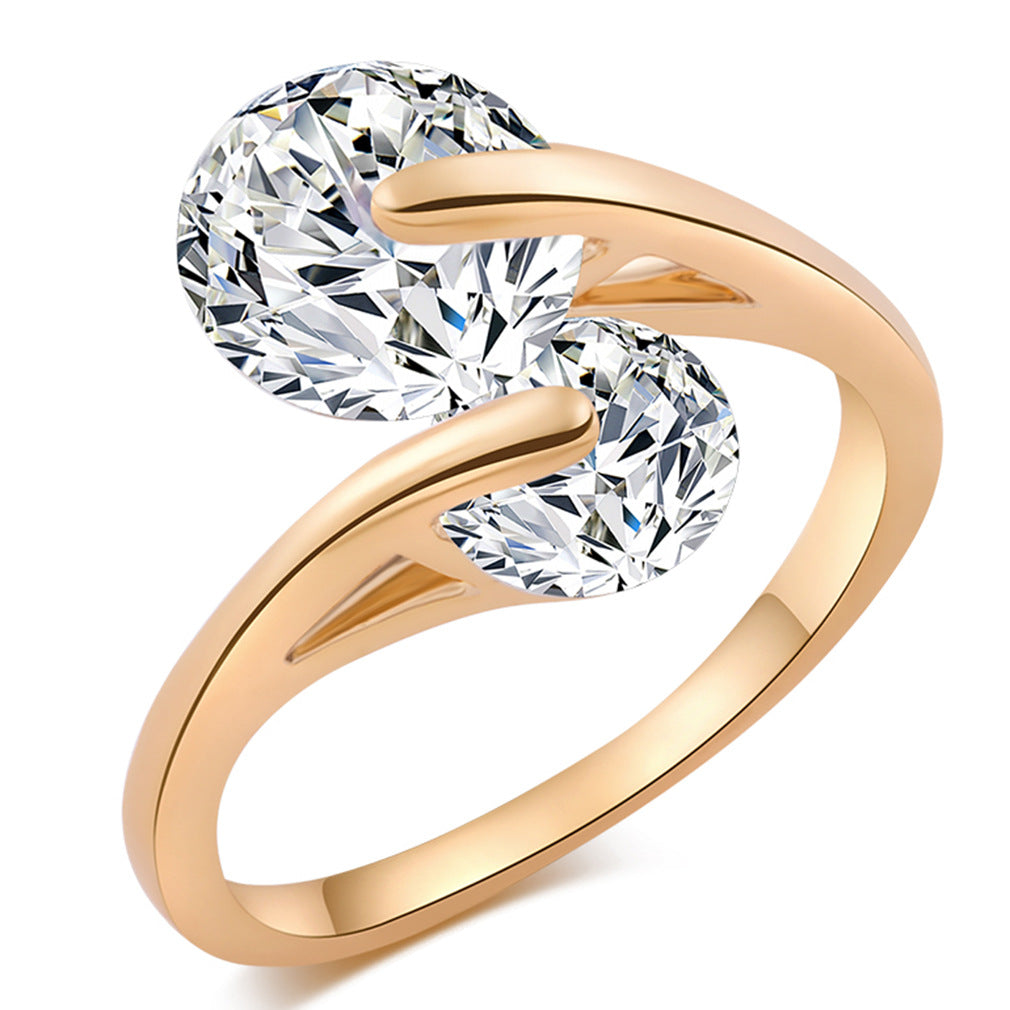 Fashion Gold Plated Zircon Diamond Female Rings