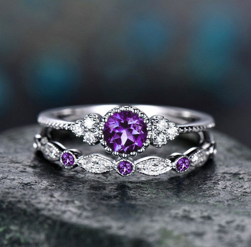 Classy Women's Fashion Zircon Two-piece Emerald Rings