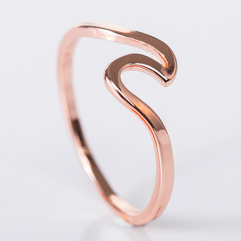 Wave Laser Cut Herringbone Stainless Steel Ring