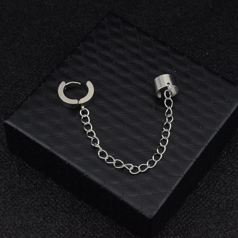 Bone Chain Personality Boy Stainless Steel Style Hip Earrings