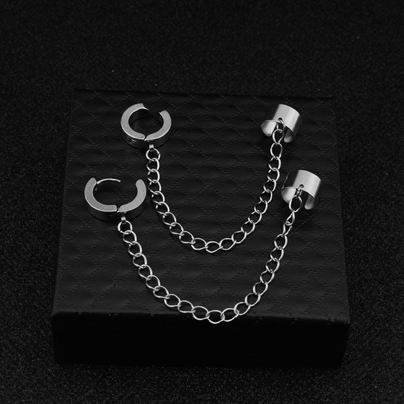Bone Chain Personality Boy Stainless Steel Style Hip Earrings