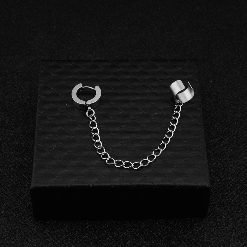 Bone Chain Personality Boy Stainless Steel Style Hip Earrings
