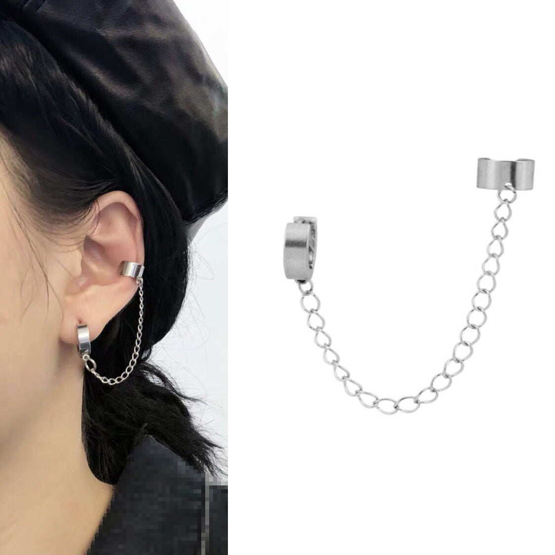 Bone Chain Personality Boy Stainless Steel Style Hip Earrings