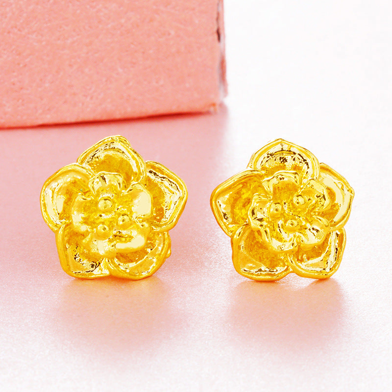 Women's Gold Plated Vietnam Placer Vintage Flower For Stud Earrings